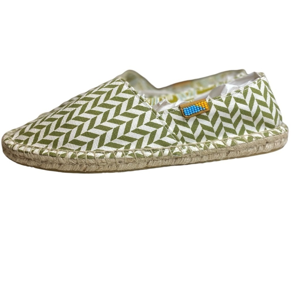 Olive Chevron Canvas Espadrilles - Women